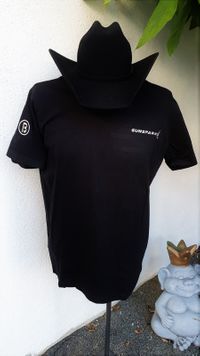 Herren T-Shirt, schwarz, Stretch, Logo klein in silber